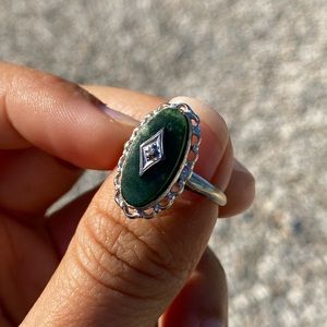 Nephrite Jade & Diamond Ring
